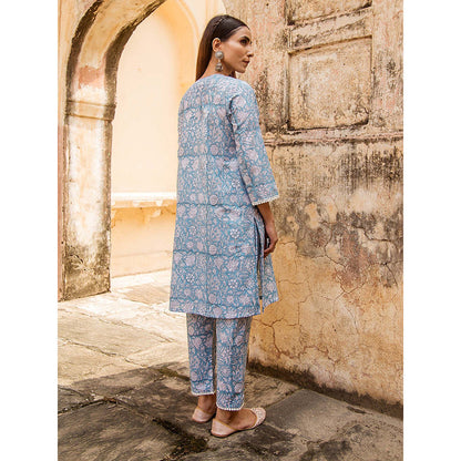 Gulabo Jaipur Raina Blue Kurta Set (Set Of 2)