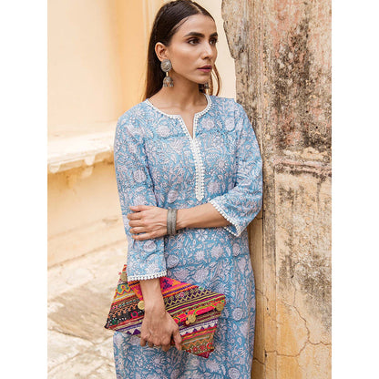 Gulabo Jaipur Raina Blue Kurta Set (Set Of 2)