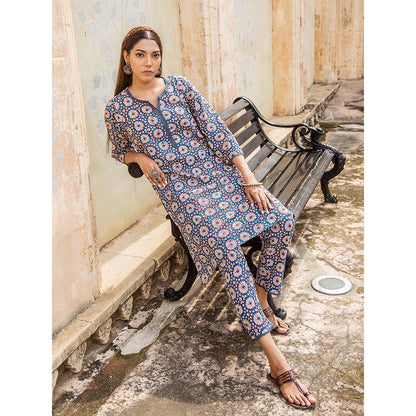 Gulabo Jaipur Raina Navy Blue Kurta Set (Set Of 2)