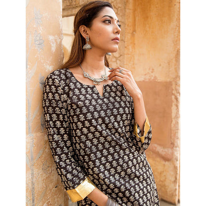 Gulabo Jaipur Inara Black Straight Kurta Set (Set Of 2)