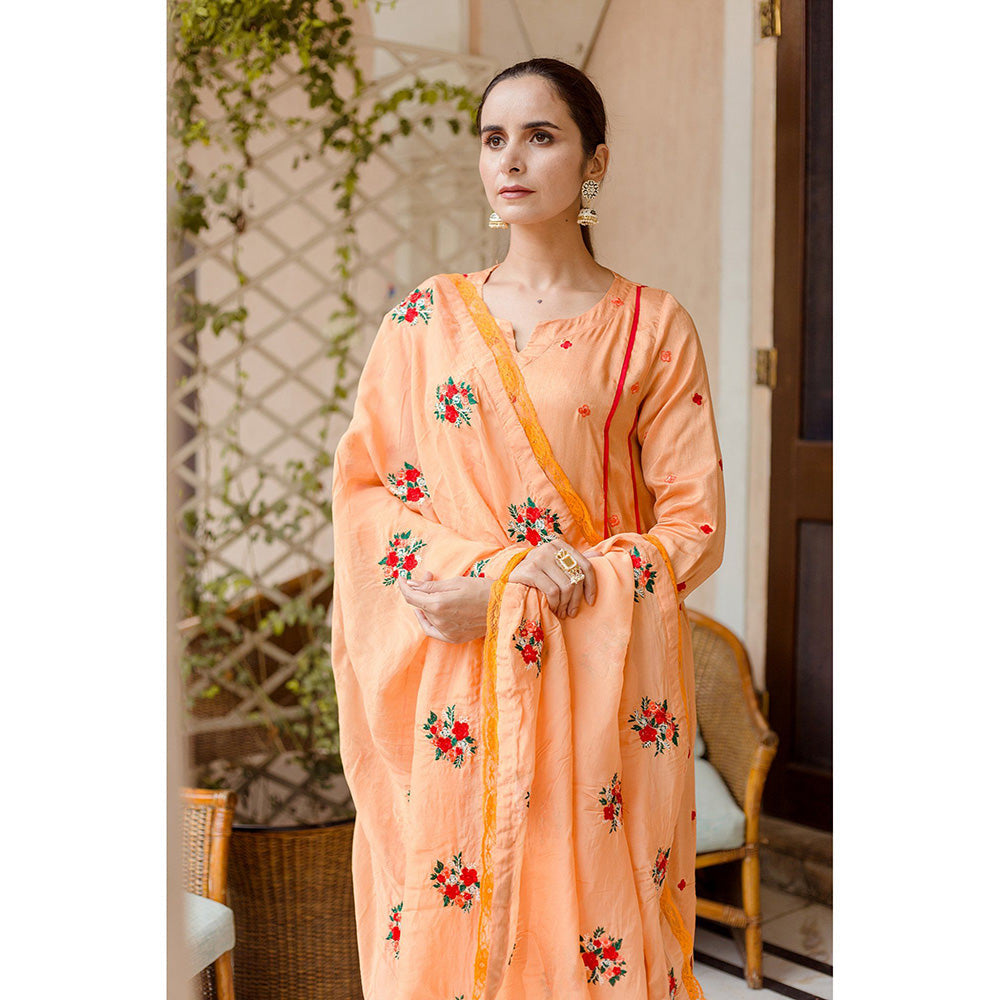 Gulabo Jaipur Amaira Orange Straight Kurta (Set of 3)