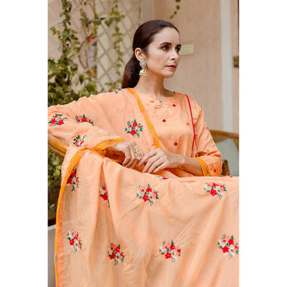 Gulabo Jaipur Amaira Orange Straight Kurta (Set of 3)