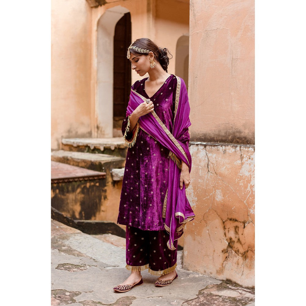 Gulabo Jaipur Chitra Purple Kurta (Set of 3)