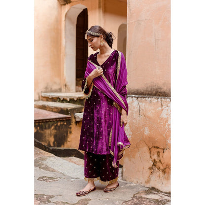 Gulabo Jaipur Chitra Purple Kurta (Set of 3)