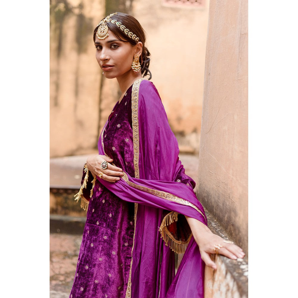 Gulabo Jaipur Chitra Purple Kurta (Set of 3)