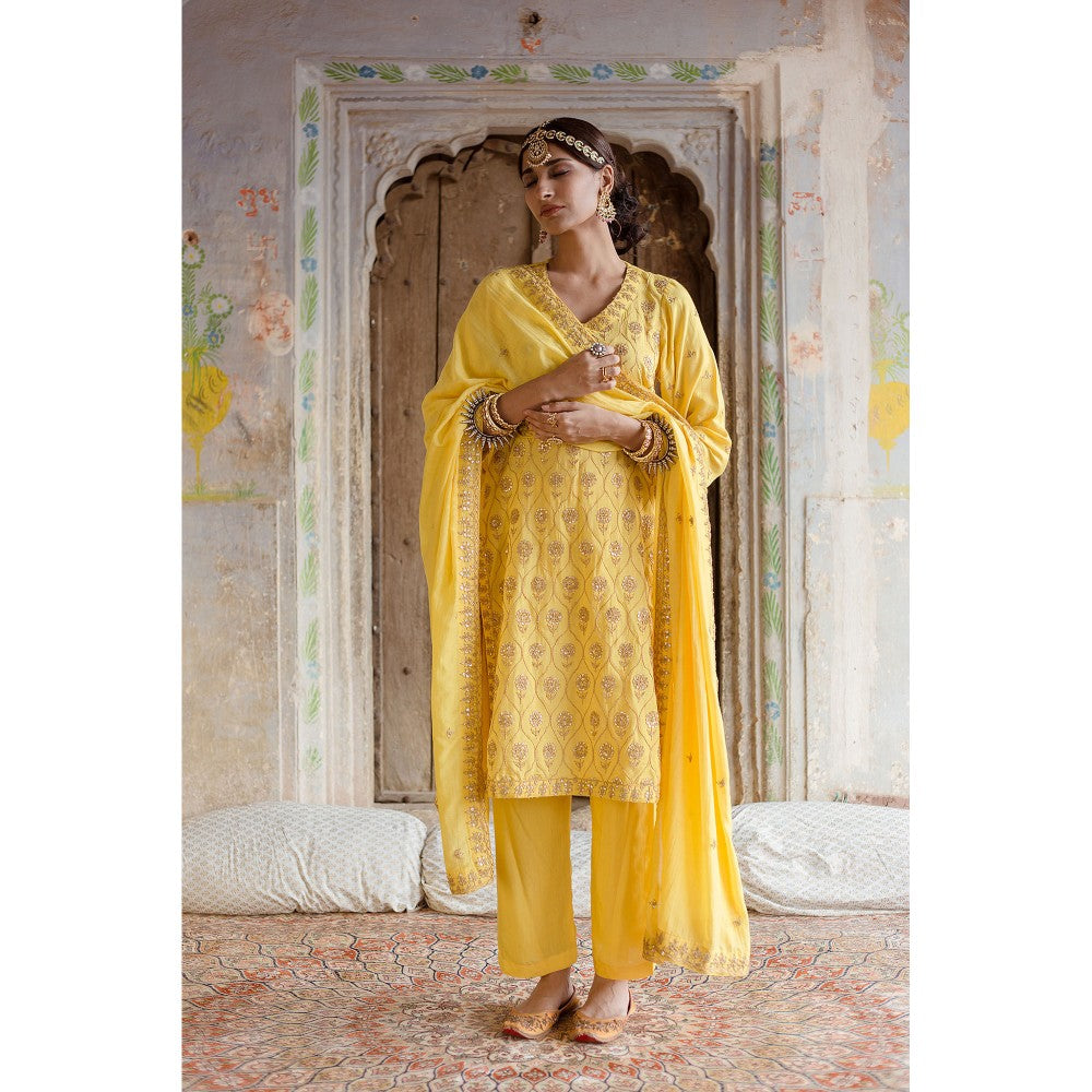 Gulabo Jaipur Sweta Yellow Kurta (Set of 3)