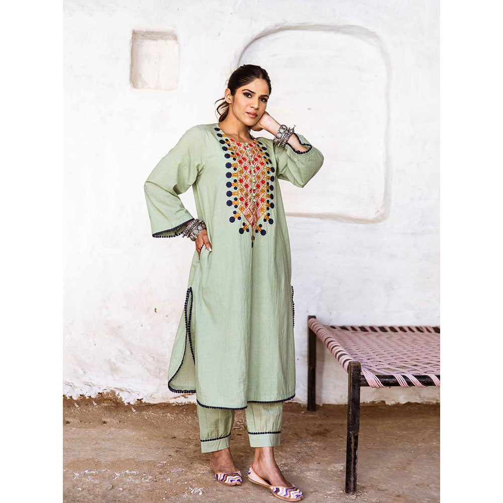 Gulabo Jaipur Arzu Green Kurta (Set of 2)