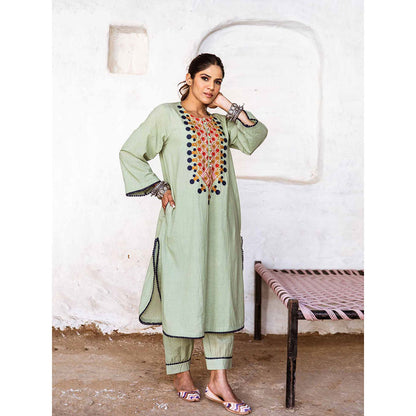 Gulabo Jaipur Arzu Green Kurta (Set of 2)