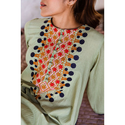 Gulabo Jaipur Arzu Green Kurta (Set of 2)
