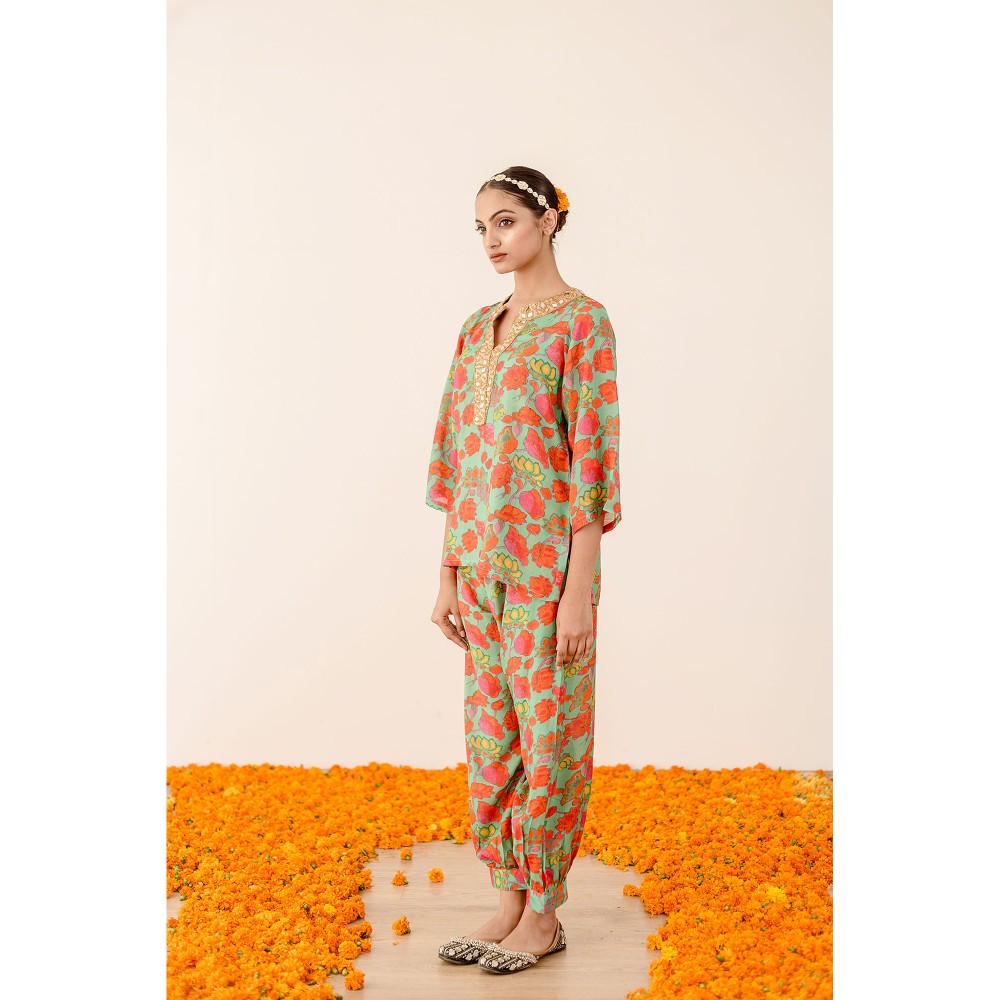 Gulabo Jaipur Rain Green Top with Pants Co-ord (Set of 2)