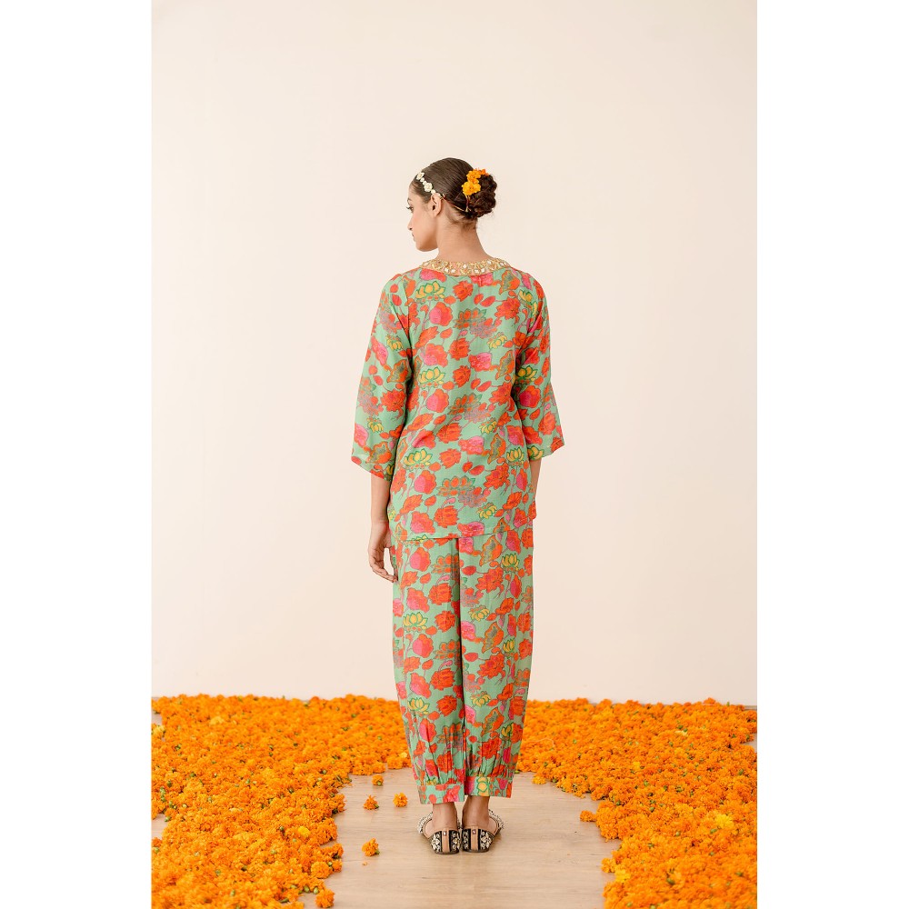 Gulabo Jaipur Rain Green Top with Pants Co-ord (Set of 2)