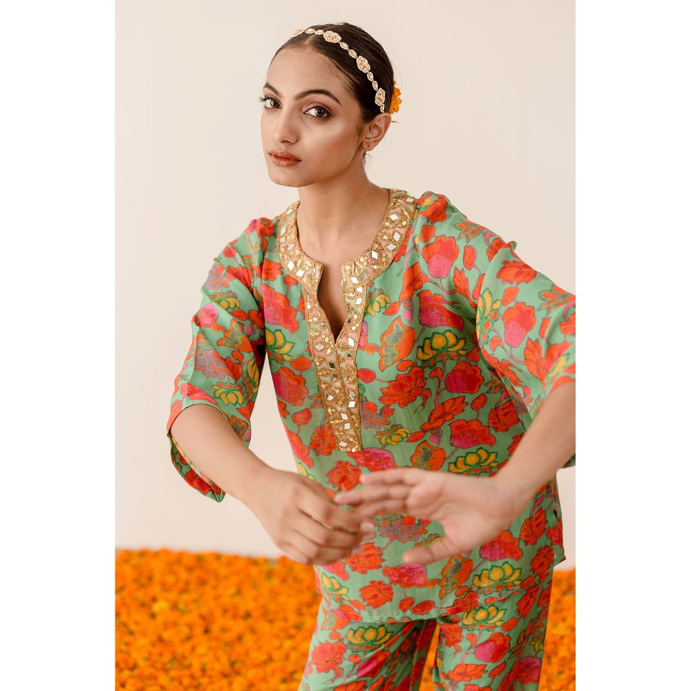 Gulabo Jaipur Rain Green Top with Pants Co-ord (Set of 2)