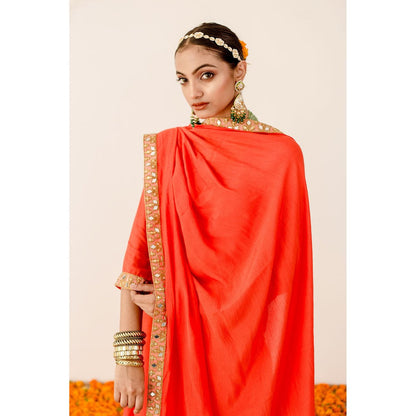 Gulabo Jaipur Kalista Orange Straight Kurta with Pant (Set of 3)