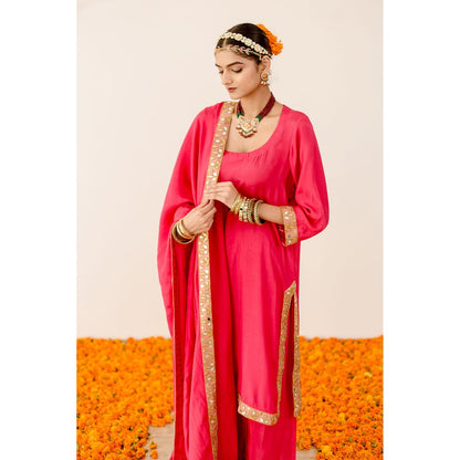 Gulabo Jaipur Kalista Pink Straight Kurta with Pant  (Set of 3)