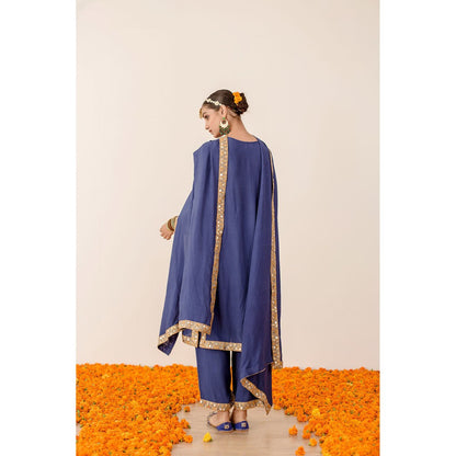 Gulabo Jaipur Kalista Blue Straight Kurta with Pant  (Set of 3)