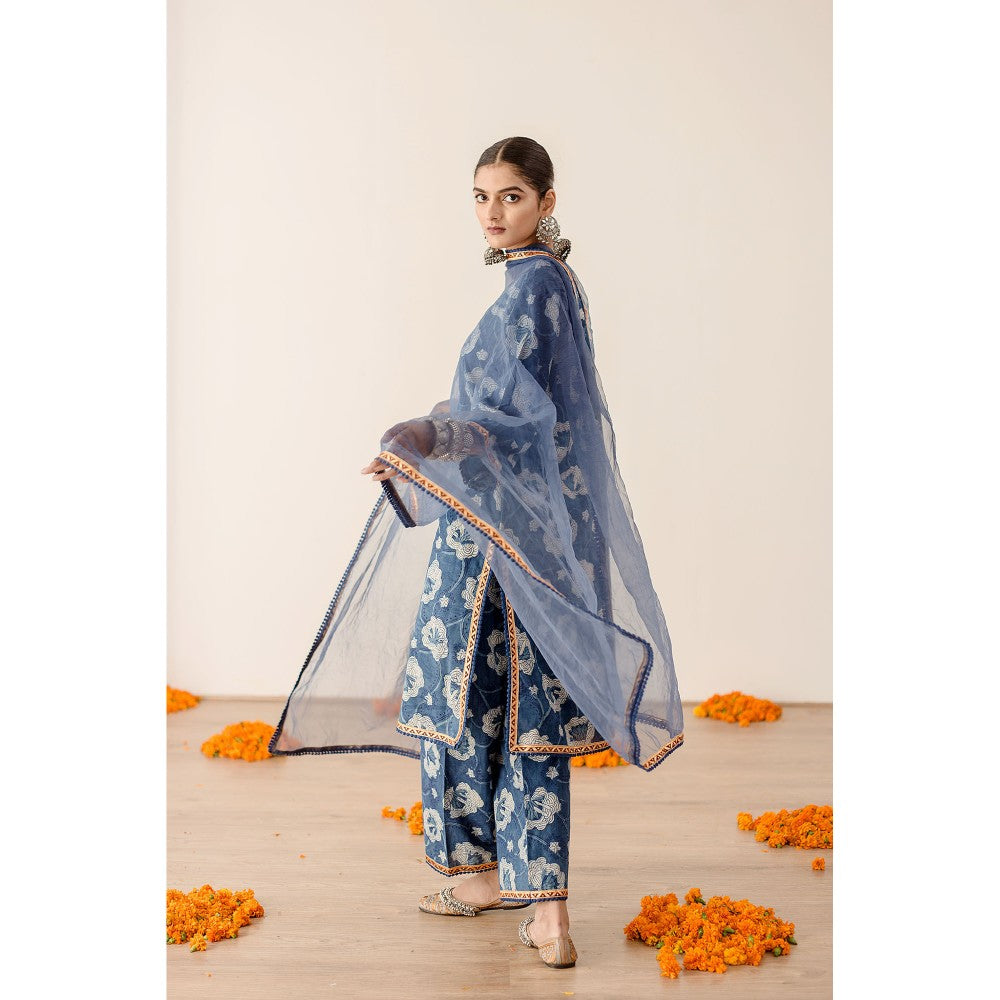 Gulabo Jaipur Dia Blue Straight Kurta with Pant  (Set of 3)