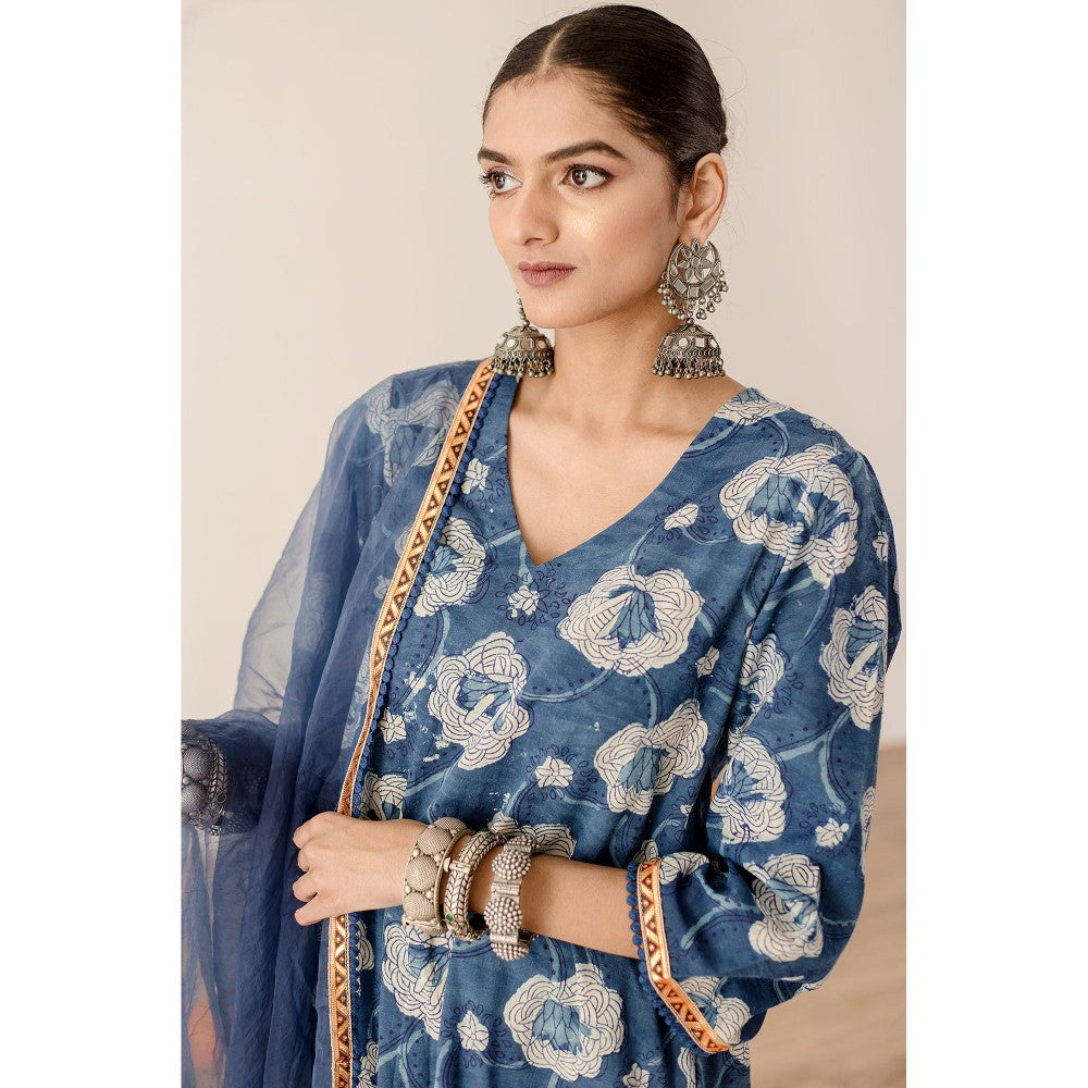 Gulabo Jaipur Dia Blue Straight Kurta with Pant  (Set of 3)