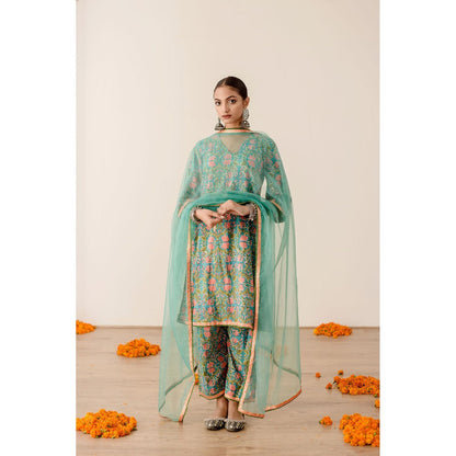 Gulabo Jaipur Dia Green Straight Kurta with Pant  (Set of 3)