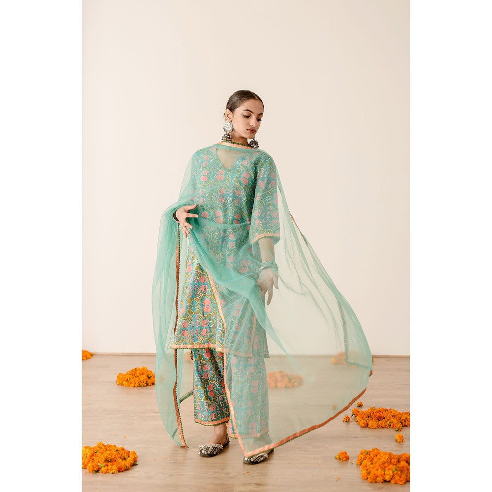 Gulabo Jaipur Dia Green Straight Kurta with Pant  (Set of 3)