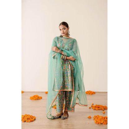Gulabo Jaipur Dia Green Straight Kurta with Pant  (Set of 3)
