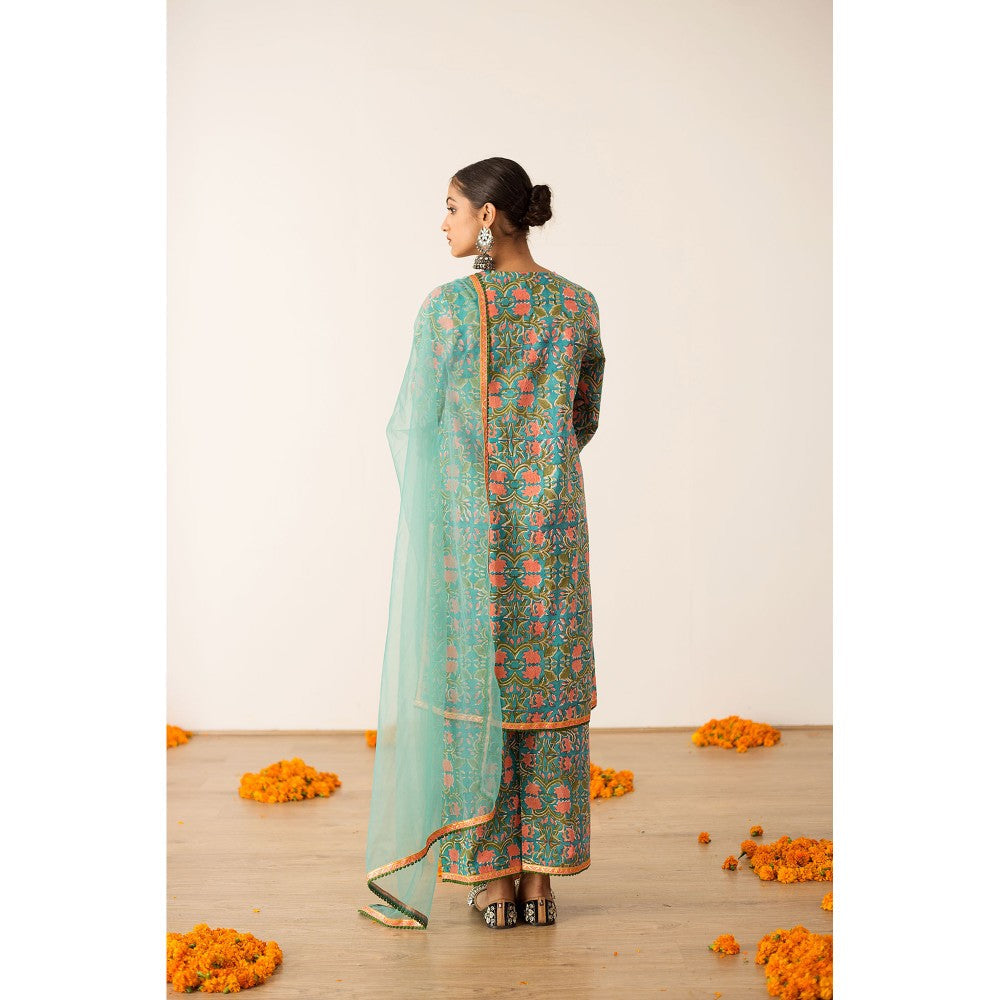 Gulabo Jaipur Dia Green Straight Kurta with Pant  (Set of 3)