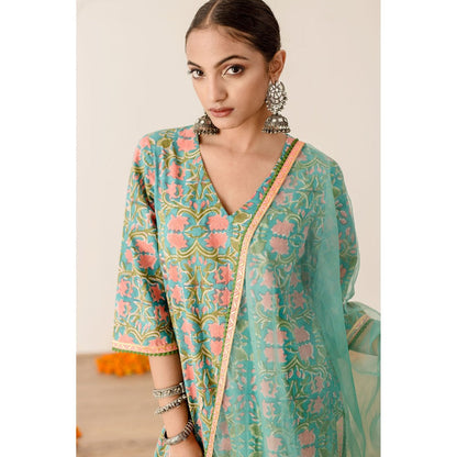 Gulabo Jaipur Dia Green Straight Kurta with Pant  (Set of 3)
