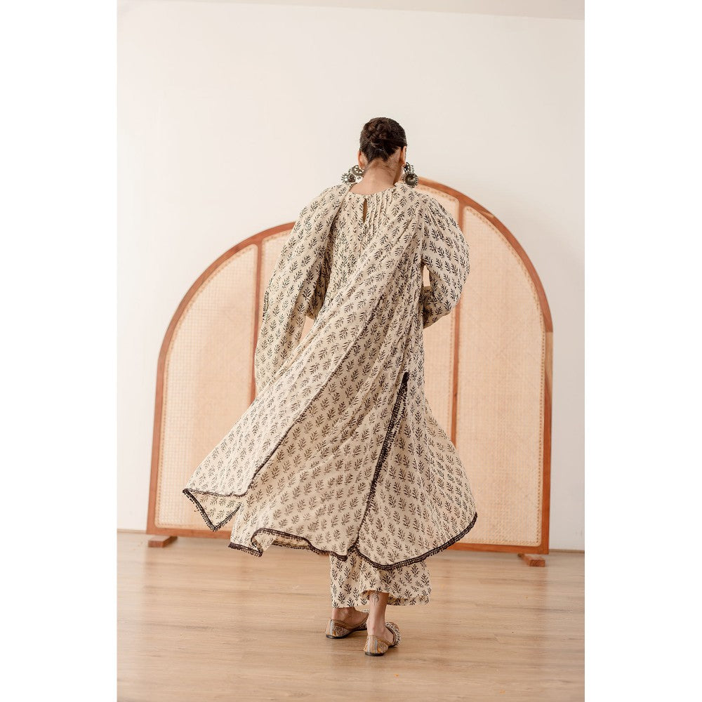 Gulabo Jaipur Abaya Off White Anarkali (Set of 3)