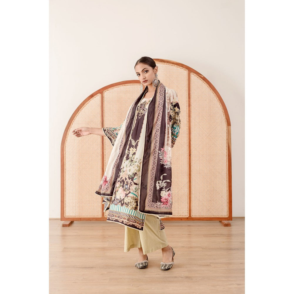 Gulabo Jaipur Zara Cream Straight Kurta with Pant  (Set of 3)