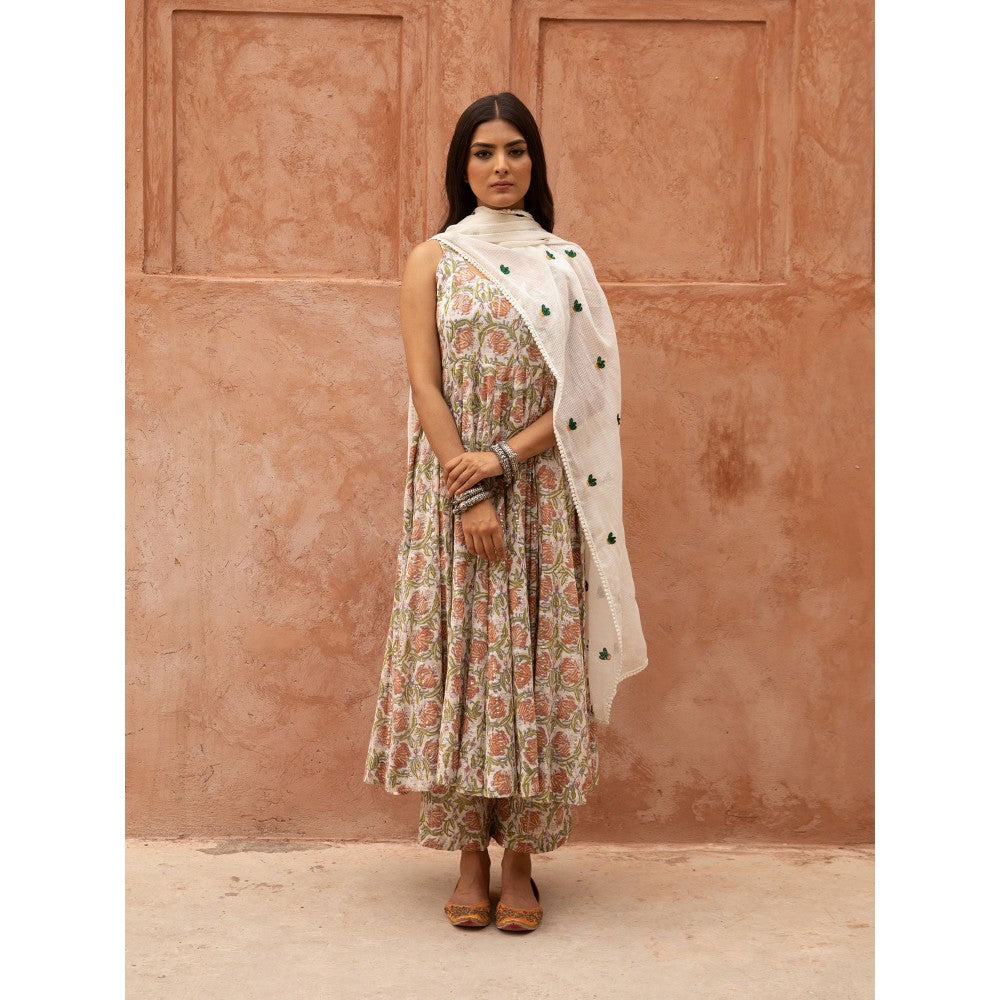 Gulabo Jaipur Noorani Ice Anarkali Kurta and Pant with Dupatta (Set of 3)