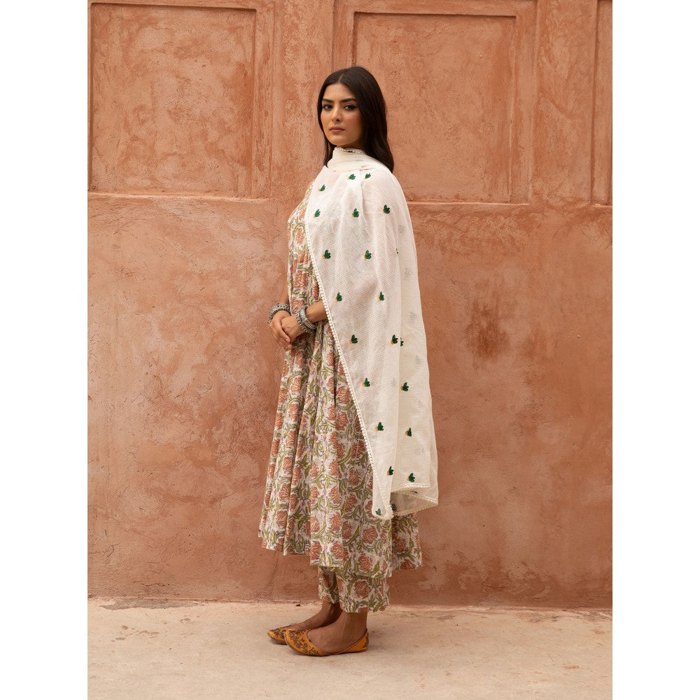 Gulabo Jaipur Noorani Ice Anarkali Kurta and Pant with Dupatta (Set of 3)