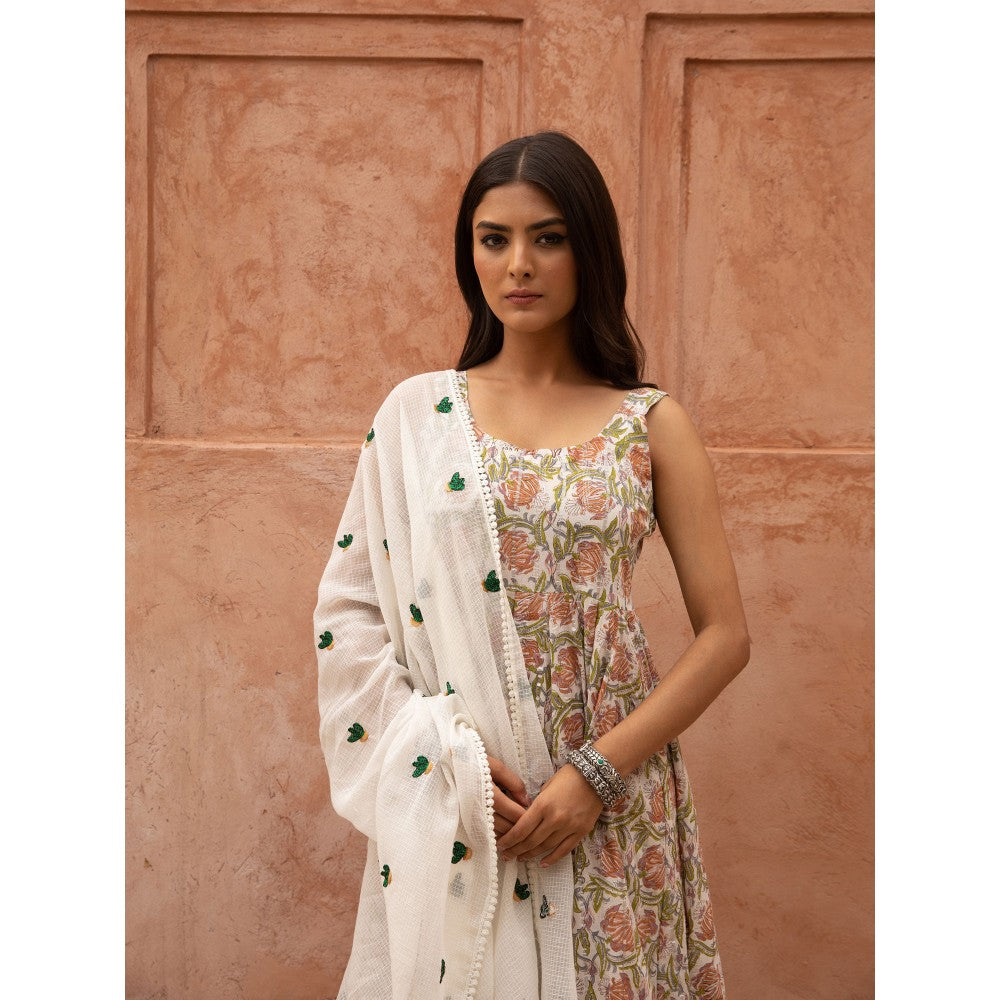 Gulabo Jaipur Noorani Ice Anarkali Kurta and Pant with Dupatta (Set of 3)