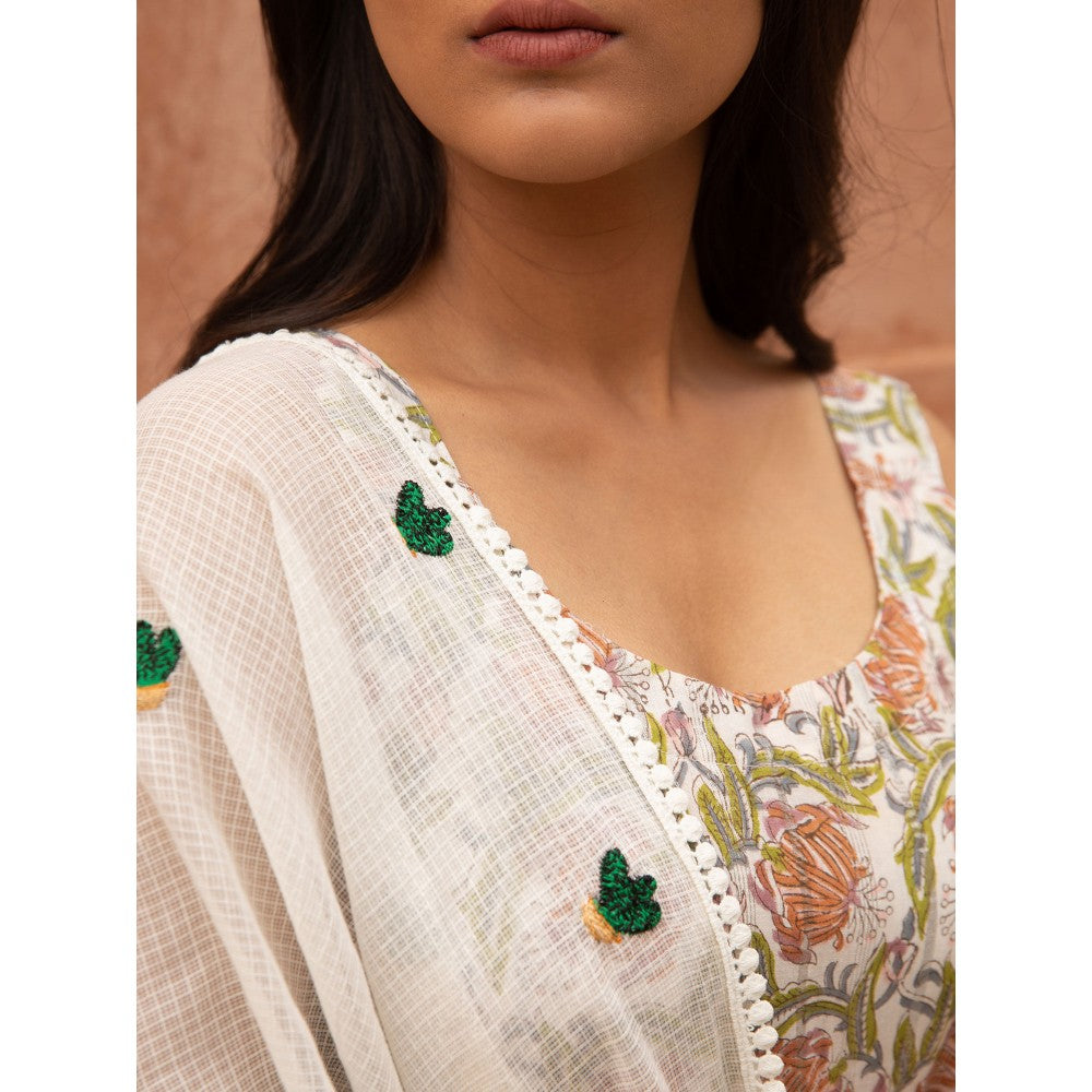 Gulabo Jaipur Noorani Ice Anarkali Kurta and Pant with Dupatta (Set of 3)