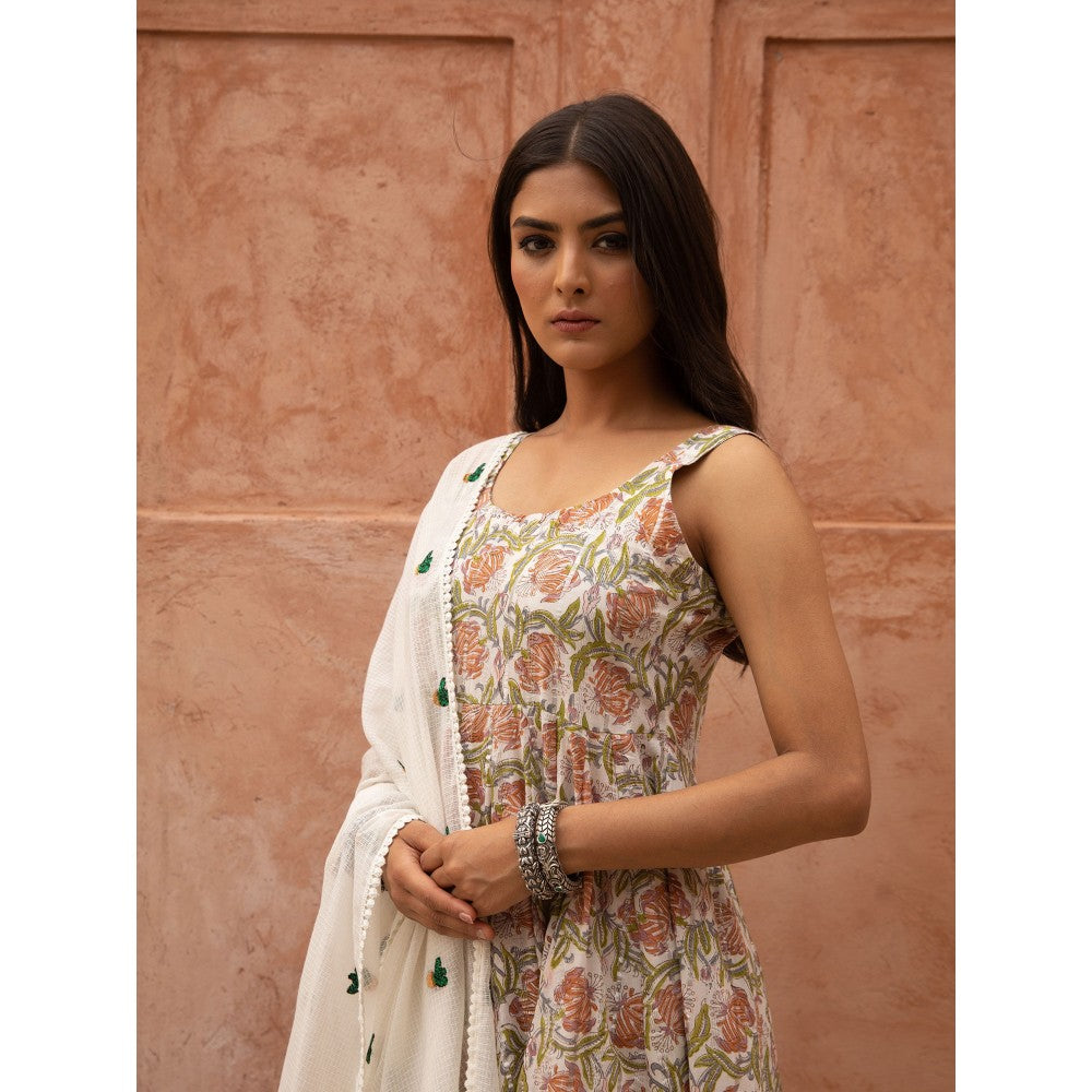Gulabo Jaipur Noorani Ice Anarkali Kurta and Pant with Dupatta (Set of 3)