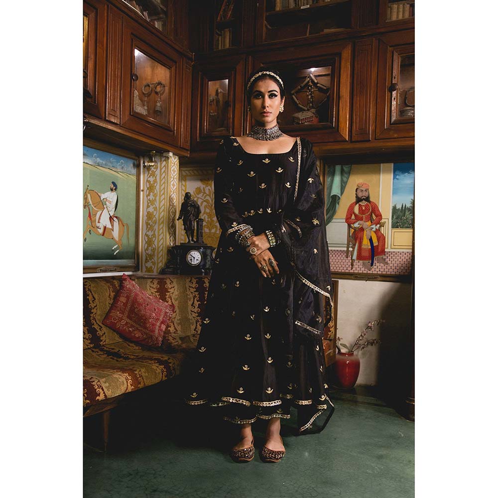 Gulabo Jaipur Chandni Black Anarkali (Set of 3)
