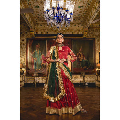 Gulabo Jaipur Imama Maroon Sharara (Set of 3)