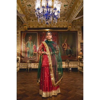Gulabo Jaipur Imama Maroon Sharara (Set of 3)