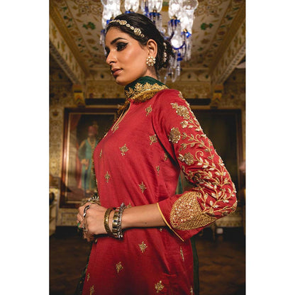 Gulabo Jaipur Imama Maroon Sharara (Set of 3)
