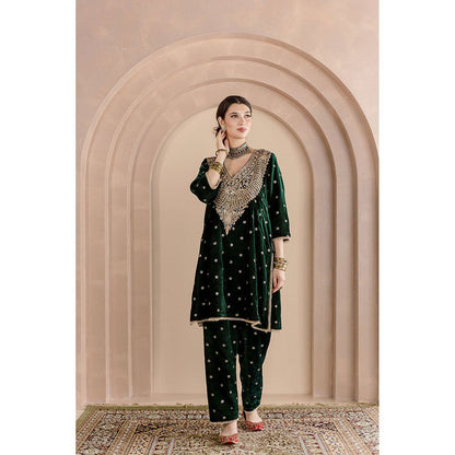 Gulabo Jaipur Chitra Kurta and Pant-Green (Set of 2)