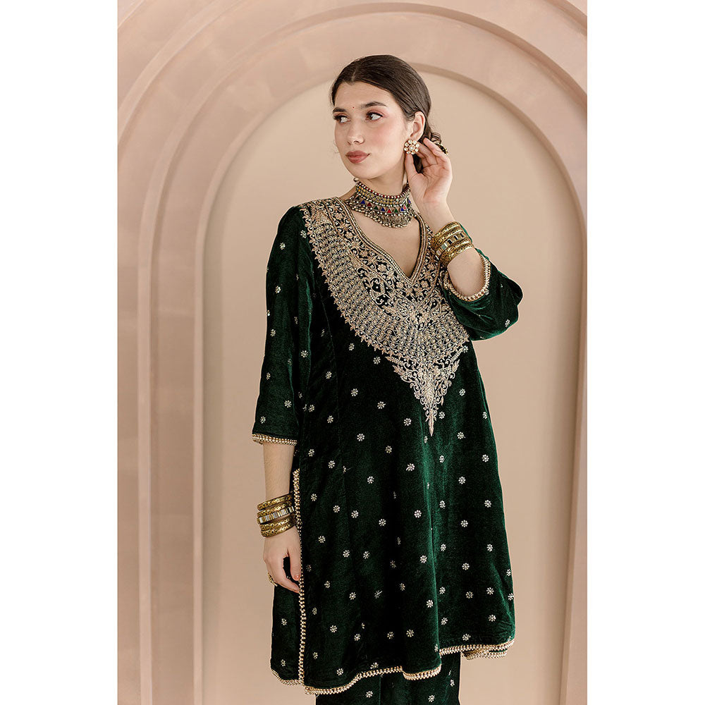 Gulabo Jaipur Chitra Kurta and Pant-Green (Set of 2)