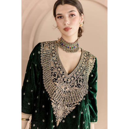 Gulabo Jaipur Chitra Kurta and Pant-Green (Set of 2)