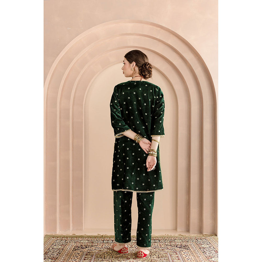 Gulabo Jaipur Chitra Kurta and Pant-Green (Set of 2)