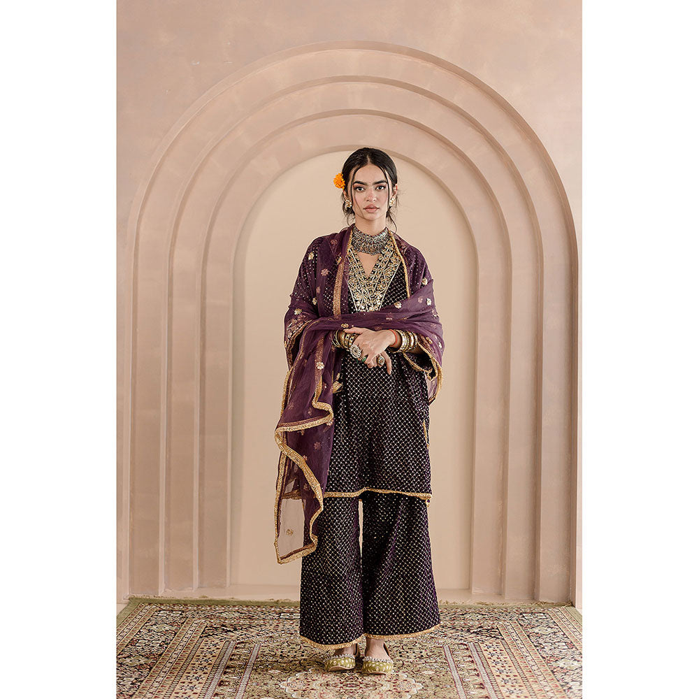 Gulabo Jaipur Gauhar Kurta and Pant-Purple (Set of 3)