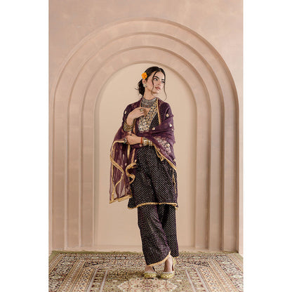Gulabo Jaipur Gauhar Kurta and Pant-Purple (Set of 3)