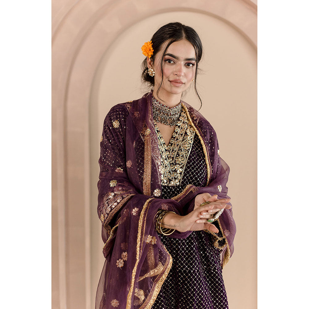 Gulabo Jaipur Gauhar Kurta and Pant-Purple (Set of 3)