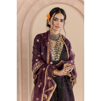 Gulabo Jaipur Gauhar Kurta and Pant-Purple (Set of 3)