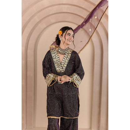 Gulabo Jaipur Gauhar Kurta and Pant-Purple (Set of 3)