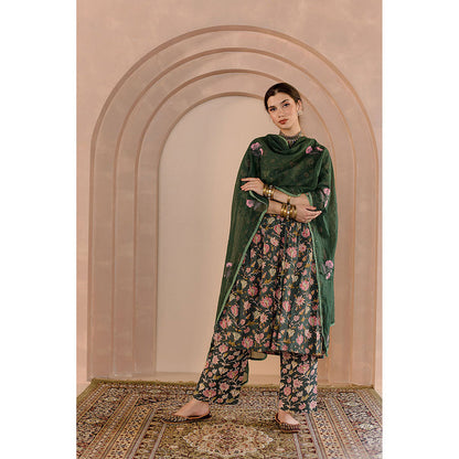 Gulabo Jaipur Sparrow Anarkali-Pant with Dupatta-Green (Set of 3)