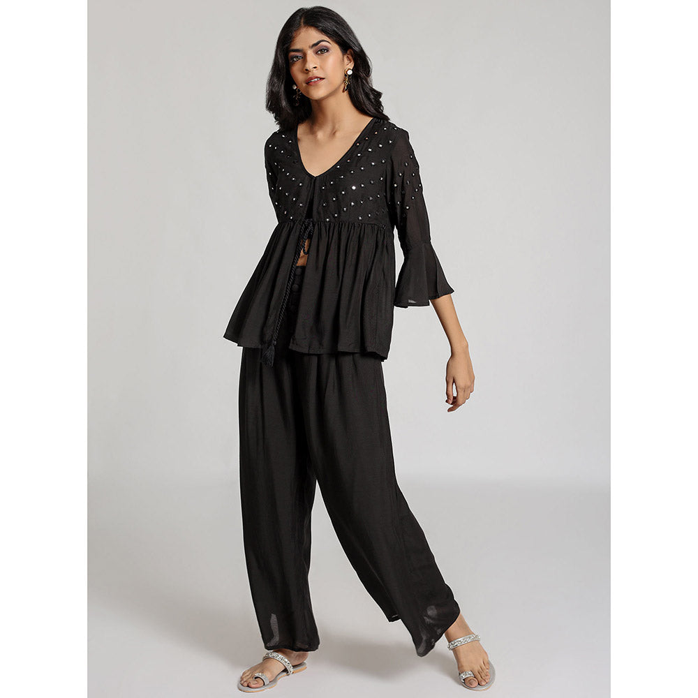 Gulaal Black Mrigakshi Top & Pant (Set of 2)