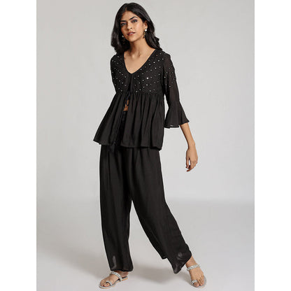 Gulaal Black Mrigakshi Top & Pant (Set of 2)