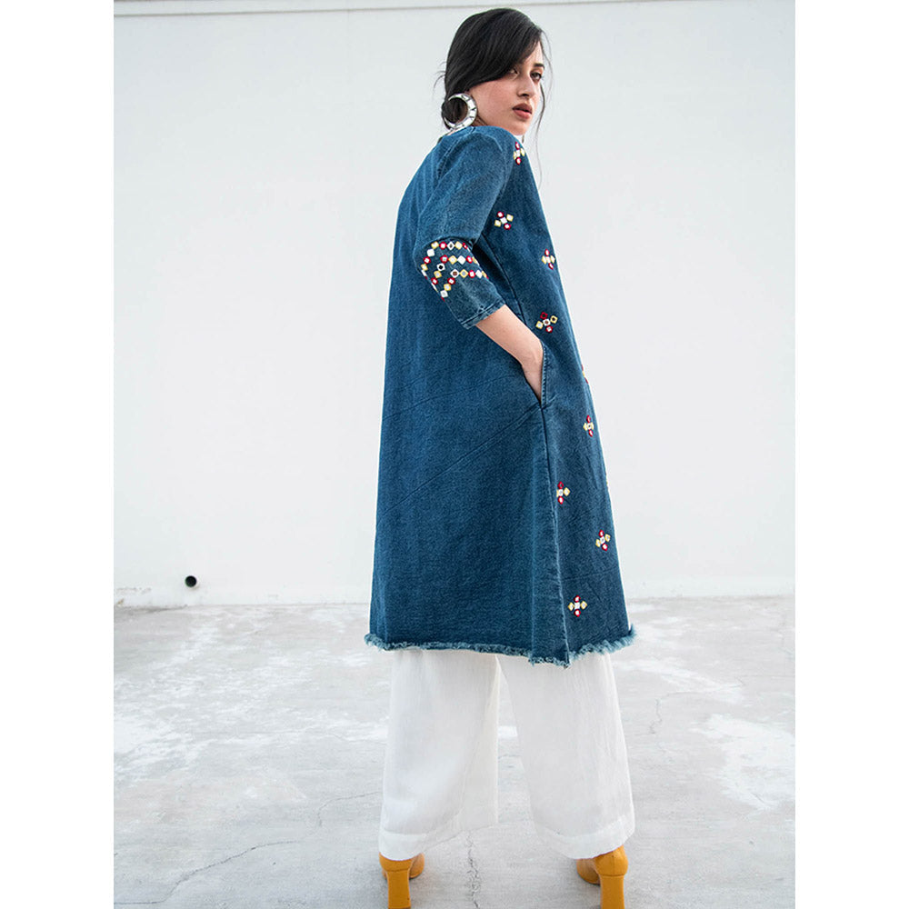 Gulaal Blue Solid Pant and Top with Jacket (Pack of 3)